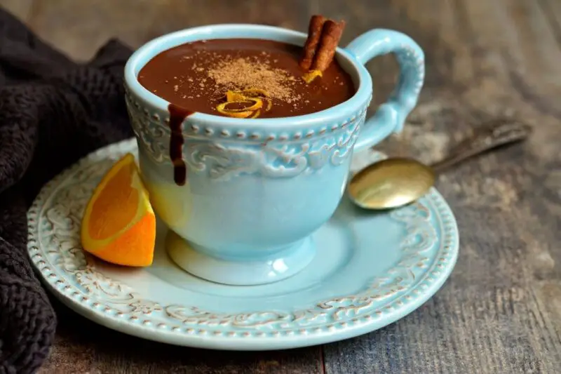 Hot Chocolate With Cinnamon And Orange Peel