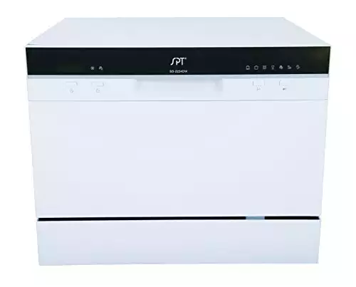 SPT SD-2224DW ENERGY STAR Compact Countertop Dishwasher with Delay Start - Portable Dishwasher with Stainless Steel Interior and 6 Place Settings Rack Silverware Basket for Apartment Office And Home K...