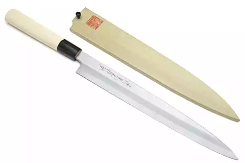 Yoshihiro Shiroko High Carbon Steel Kasumi Yanagi Magnolia Handle Sushi Sashimi Chef Knife (9.5'' (240mm))