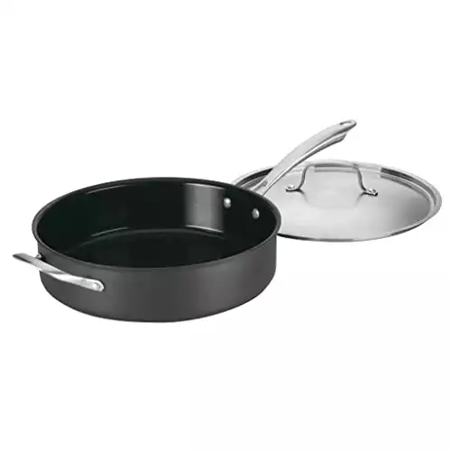 Cuisinart GG33-30H 5.5-Quart Saute Pan with Helper Handle and Cover GreenGourmet, Black