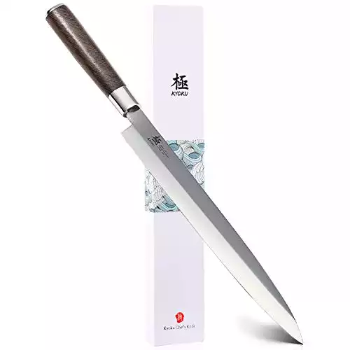 KYOKU Samurai Series - 10.5" Yanagiba Knife Japanese Sushi Sashimi Knives - Superior Japanese Steel - Wenge Wood Handle - with Case