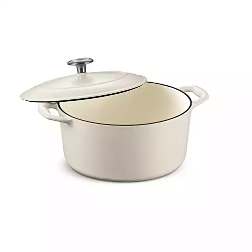 Tramontina Covered Round Dutch Oven, Enameled Cast Iron 5.5-Quart Matte White, 80131/035DS