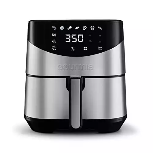 Gourmia Air Fryer Oven Digital Display 8 Quart Large AirFryer Cooker 12 Touch Cooking Presets, XL Air Fryer Basket 1700w Power Multifunction GAF856 Black and Stainless stainless steel air fryer