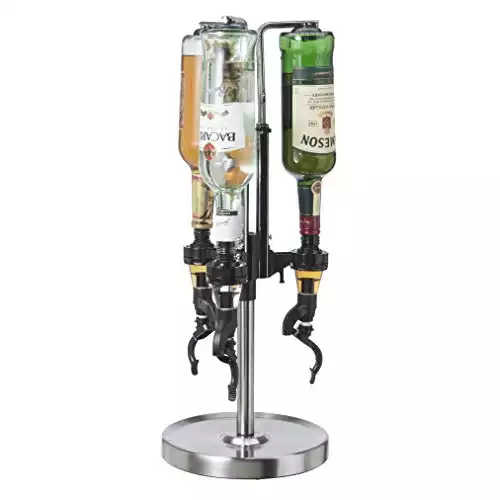 OGGI 3-Bottle Revolving Liquor Dispenser, Stainless Steel