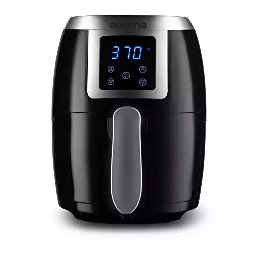 Gourmia GAF228 2.2 Qt Digital Air Fryer - Oil-Free Healthy Cooking - Digital Controls - Removable, Dishwasher-Safe Pan and Tray - Free Recipe Book Included