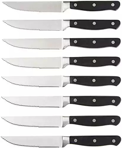 Amazon Basics 8-Piece Kitchen Steak Knife Set, Black