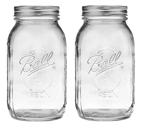 Ball Regular Mouth 32-Ounces Mason Jar with Lids and Bands, Clear,(Pack Of 2)