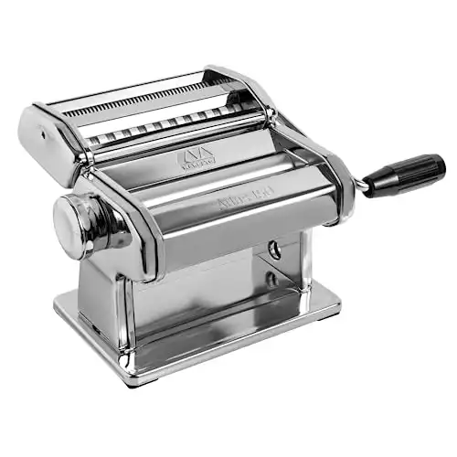 MARCATO Atlas 150 Pasta Machine, Made in Italy, Includes Cutter, Hand Crank, and Instructions, 150 mm, Stainless Steel