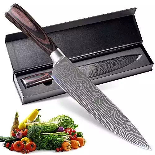 AUIIKIY Professional Chef Knife, 8 Inch Pro Kitchen Knife, German High Carbon Stainless Steel Knife with Ergonomic Handle